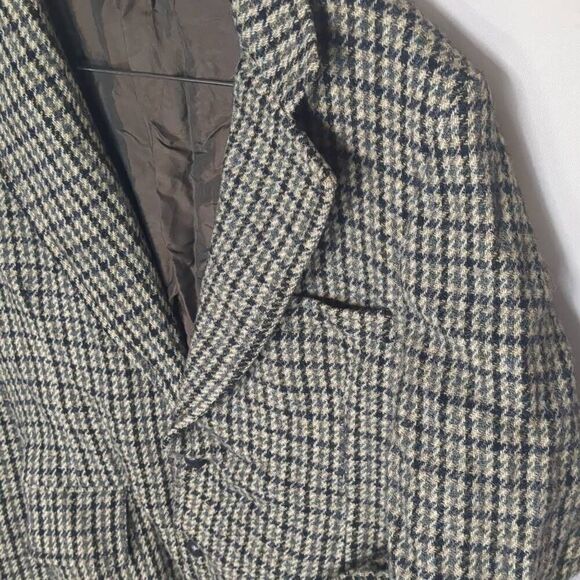Vintage Scottish Harris Tweed 100% Wool Macy's Blazer Suit Green Brown Plaid Jac - Picture 3 of 12